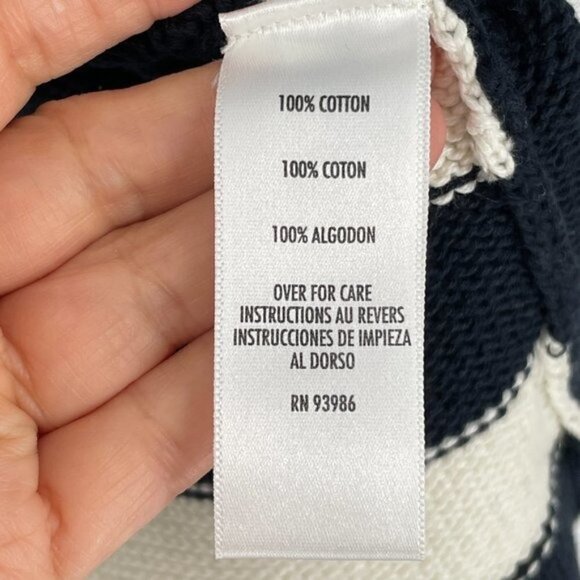 NWT Vintage Navy White Star Stripe Patriotic Cotton Pullover Crew Sweater Small - Picture 7 of 8
